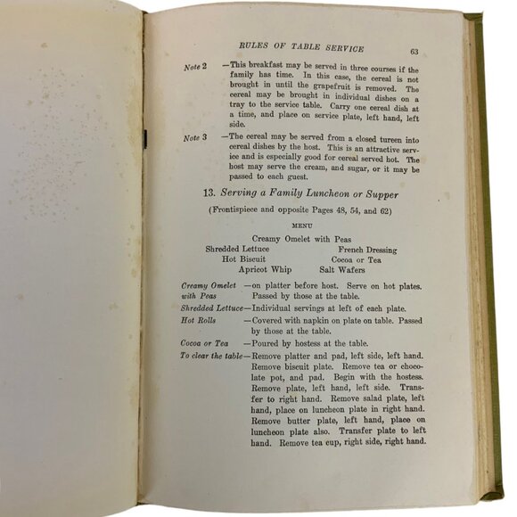 Meal Planning & Table Service N Beth Bailey 1936 Hardcover Revised Edition - Picture 12 of 16
